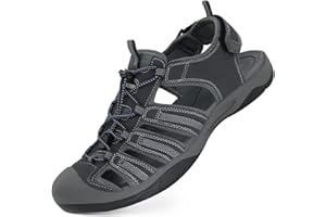 GRITION Sandały Trekkingowe Mężczyzn, Zamknięty palec Sandały turystyczne, regulowany pasek na piętę dla sportu i na zewnątrz Buty spacerowe na lato.