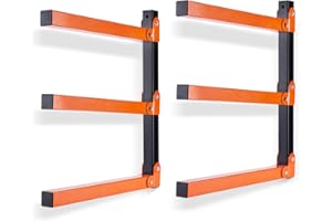 Ultrawall Wall Mount Wood Organizer and Lumber Storage Metal Rack with 3-Level - Indoor & Outdoor Use, 2 Pack