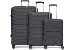 Stratic Shine Hartschalenkoffer Set - 3-teilig groß | Ausgestattet mit, arretierbarer Griff, 4 360° Drehbar Rollen, Dehnfalte, Kreuzpackgurt und TSA-Schloss | Volumen: 34 L / 62-69 L / 90 L