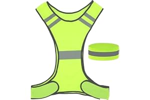 Dewocke High Visibility Reflective Vest, Night Safety Running Gear with 1 Reflective Armbands. Ideal for Men, Women, High Vis Vests for Running, Cycling, Jogging, Hiking