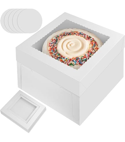 2 Boîtes à Gâteau Avec Couvercle Transparent Et Plateau - 25,4x25,4x20,3 Cm, Carton Blanc, Pour Gâteaux Multicouches