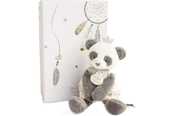 Doudou et Compagnie - Peluche Panda - 20 cm - Collection Attrape-Rêves - Peluche Douceur Poétique - avec Boite Cadeau - Idée Cadeau Naissance ou Anniversaire - Garantie Doudou Perdu - DC3540
