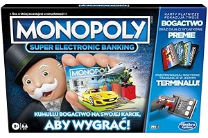 Monopoly Gra Planszowa; elektroniczny terminal; wybierz swoje nagrody; gra bez gotówki; technologia zbliżeniowa; Super Electronic Banking; 8+