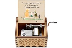 YESNOTE Music Box Gift for Friend Sister- Pooh Music Box Play You Are My Sunshine, Graduation Anniversary Birthday Friendship Gift for Bff Sisters Engraved with Even If We’re Apart, I’ll Always Be with You