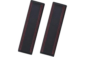 HEIBOA PU Leather Seat Belt Pads - 2 Pack Seatbelt Strap Cover Soft Car Seat Belt Covers Comfort Car Harness Pads Protect Shoulder Neck Padding for Kids, Adults (Black)