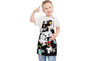 WERNNSAI Kinderschürze - Wasserdicht Polyester Schürzen für Kinder Jungen Mädchen mit Verstellbarem Gurt und Tasche Küche SchürzenKochen Backen Malen (2-12Jahre)