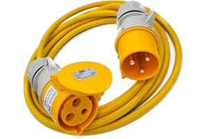 HDIUK 110 volt 32 amp Yellow 4mm2 Hookup Extension Lead (10 Metres)