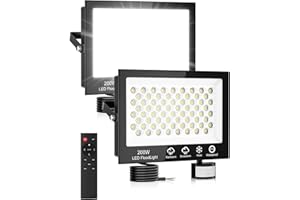 LITGLOBE Projecteur LED Exterieur Detecteur de Mouvement 200W,20000LM Spot LED Extérieur avec Télécommande,6500K Blanc Froid Projecteur Extérieur,IP66 Etanche Eclairage Exterieur pour Garage Jardin Patio