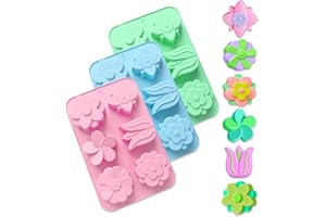 WWYSSZ 3 Pezzi Stampi per Sapone in Silicone Fiori, Stampo per Sapone Fatto a Mano Fai-Da-Te, Formine per Candele in Riutilizzabili e Antiaderente, per Bricolage,Candele,Cioccolato,Dolci,Cubetti di Ghiaccio