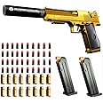 Toy gun with soft bullets,Foam Blasters,toy gun for Boys with ejectable magazine-1:1 size toy gun with magazine for safety training or play,unique gift-golden