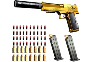 AGDLLYD Toy gun with soft bullets,Foam Blasters,toy gun for Boys with ejectable magazine-1:1 size toy gun with magazine for safety training or play,unique gift-golden