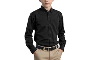 Spring&Gege Camisa de manga larga con botones de sarga de algodón para niños (3-14 años)