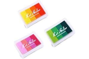 DULSPUE 3 Set Juego de Almohadillas de Tinta, Almohadillas de Tinta Coloridas,Almohadillas de Tinta degradadas,Almohadilla de Tinta para Hacer Las Pinturas del Dedo, Sellos, Crear Tarjetas