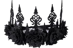 COSDREAMER Diadema gótica Lolita rosa flor punk corona diademas (negro)