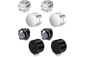 Gojewen Magnetic Earring Studs Women Men Fake Earring Non Piercing Clip on Magnet Jewellery Stainless Steel