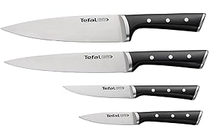 ‎TEFAL Tefal Ice Force Zestaw Noży, Stal Stopowa, Czarny/Srebrny, 4 Sztuki