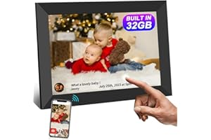 AILRINNI Marco de Fotos Digital - WiFi 10.1'' 32GB IPS Marco Digital | Pantalla Táctil | 1280x800P | Rotación Automática | Comparta Imagen y Videos a Través de la App | Montar en la Pared