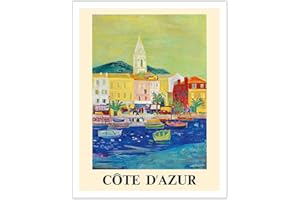 Pacifica Island Art - Côte d'Azur (Französisch Riviera) - Hafen von Saint Tropez - SNCF - Retro Eisenbahn Plakat von Roger Bezombes c.1966 - Kunstdruck 28 x 36 cm