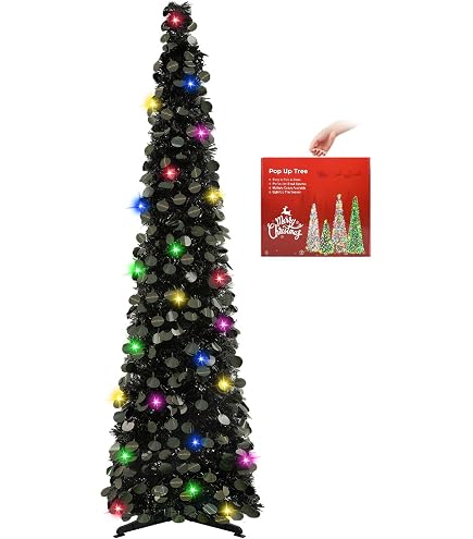 Albero Di Natale Artificiale Nero 150 Cm Con Supporto Metallico - Realizzato In Plastica, Riutilizzabile, Facile Da Montare E Riporre - Ideale Per Decorazioni Natalizie Alternative - 3
