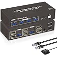Euscmaic HDMI KVM Switch 2 Computers 2 Monitors 4K 60Hz Dual Monitor HDMI USB3.0 KVM Switcher HDMI 2 in 2 Out with 4 USB Ports to Share Mouse Keyboard Printer and More Supports Extended/Copy Mode