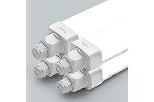 ‎BULING 4er Feuchtraumleuchte Led 60cm, Buling 18W 1800LM 4000K LED Wannenleuchte, Verknüpfbar Led Kellerleuchte, Wasserfest IP65 Werkstattlampe Feuchtraum Deckenleuchte Röhre für Garage Büro Warenhaus Keller