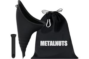 MetalNuts Urinoir féminin Portable - Kit Voyage avec Entonnoir et Pochette de Rangement - Noir