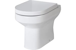 Balterley Round Back to Wall Toilet Pan, Round Design Back-to-Wall Toilet Unit, Space Saving Toilets for Bathroom, Easy to Clean BTW Toilets for Bathrooms - 370mm x 520mm x 410mm (White)