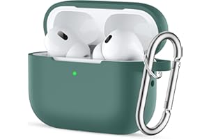 Easuny Hülle für AirPods Pro 2 Schutzhülle 2022, Weiches Silikon Stoßfeste Schutzhülle Kompatibel für Apple AirPods Pro 2. Generation Case, mit Karabiner [Front-LED Sichtbar] - Kieferngrün