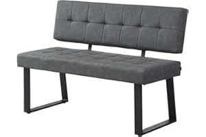 ‎B&D HOME B&D home Sitzbank Sigfrid - Eckbank Esszimmer Mit Lehne, Sitzbank Flur, Pflegeleichter Bezug aus Kunstleder in Dunkel Grau, Kaltschaum-Polsterung, Für Esszimmer, Küche & Flur, 120 cm