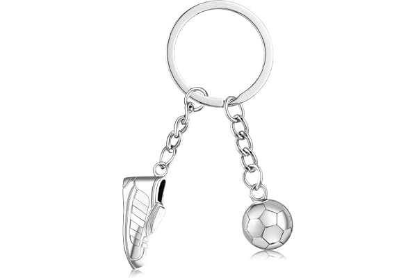 Porte-Clés de Football pour Garçons Porte-Clés de Chaussures de Football en Métal Argenté Porte-Clés de Ballon de Foot de Fantaisie Porte-Clés de Fan de Sport pour Sac Clé