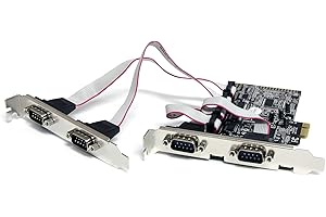 StarTech.com Carte PCI Express avec 4 Ports DB-9 RS232 - Adaptateur PCIe Série - UART 16550 (PEX4S553), Green