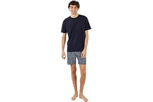 TRAMAS+ Pijama Hombre Verano, Conjunto de Pijama Camiseta Manga Corta y Pantalon Corto, Pijama Cómodo y Fresco