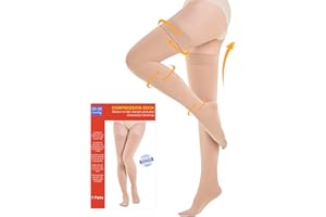 KUZIMUA 20-30 mmHg Medizinische Kompressionsstrümpfe Damen & Herren Klasse 2, Geschlossene Zehe Lang Stützstrümpfe Thrombosestrümpfe mit Silikonband für Krampfadern Ödeme Flug