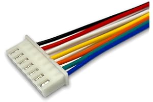 VUNIVERSUM Lot de 5 connecteurs 2,54 mm 2,54 mm avec câble électronique 24 AWG de 30 cm - Couleur + prise - Pour batterie Lipo - Câble d'équilibrage RC JST-XH (7 broches)