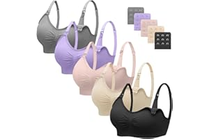 HBselect 5 Pcs Maternity Nursing Bra Seamless Nursing Bra with Extra Bra Extenders Breastfeeding and Sleeping Non-Wired for Women