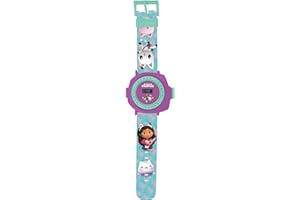 Lexibook, Gabby et la Maison Magique, Montre Bracelet Ajustable avec Projections, Projette 20 Images de la série Gabby's Dollhouse, Écran Digital, pour Enfant, Bleu/Violet, DMW050GDH