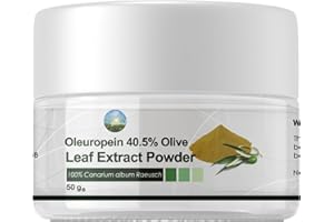 NPOW Oleuropein 40.5% Olive Leaf Extract, Antioxidant, Organic Olive Leaf Extract with Measuring Spoon, Ideal for Smoothie Powder, Tea Drink Powder, Organic Antioxidant Supplements - 50g