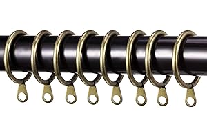 HOMEELABADOR Pack of 24 Strong Metal Curtain Hooks Rings with Fixed eyelets for Curtain pole 25mm-28mm wide Antique Brass Curtian Ring 30MM Internal Diameter