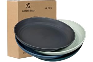 Greentainer Set of 4 Dinner Plates, 19.8 cm, for Pizza, Pasta, Bread, Snacks, Salads, Healthy, Unbreakable Polypropylene Plates for Children and Adults, Microwave and Dishwasher Safe, Safe and Lightweight