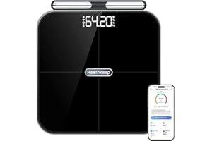 Waga osobowa, Healthkeep połączona z WIFI i Bluetooth z 8 elektrodami o wysokiej precyzji 46 danych ciała do aplikacji w zestawie Andriod i iOS, pojemność 180 kg/400 funtów, 30 x 30 cm