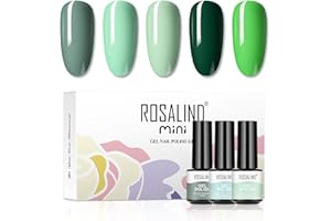 ROSALIND Lakier do paznokci UV zielony, 5 kolorów zielony trawiasty ciemnozielony żel zestaw do paznokci Soak-Off UV Shellac lakier do paznokci manicure prezent Nail Art Salon DIY, zestaw żelowych
