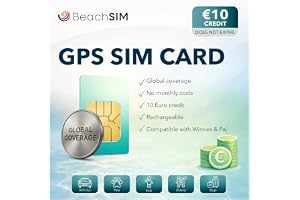 BeachSIM SIM-kort för GPS-spårare global täckning 2G/3G/ , utan månadsabonnemang, 10 € kredit, kompatibelt med Winnes, PAJ o