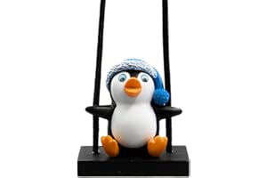 YEKUYEKU Cute Blue Hats Swinging Penguin Car Decorate Accessories Car Mirror Hanging Accessories Car Pendant Car Accessories Penguins Car Mirror Hanging Accessories Swinging Car Hanging Ornament