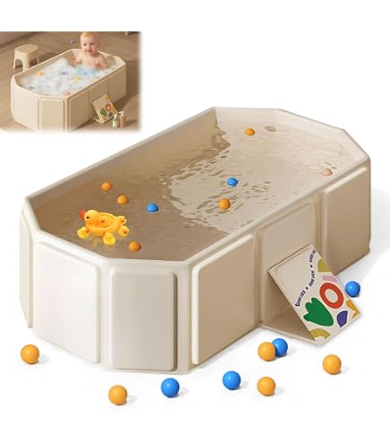 Baignoire Pliable Pour Bébé Et Enfant (0-8 Ans) - Portable, économique En Espace, Avec Bouchon De Vidange, Vert - 11