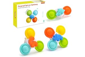 ECHOCUBE Spinner z przyssawką, 3 szt. sensorycznych zabawek do kąpieli z przyssawką, wszystkie silikonowe zabawki dla dzieci do podróży dla maluchów w wieku 3 lat i starszych