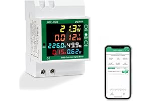 DEWIN WLAN-energimätare, 6-i-1 AC 40–300 V 100 A elmätare elmätare på DIN-skena med LCD-display (på italiensk manuell)