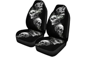 JTLB Sugar Floral Skull Seat Covers for Auto Truck Car Skeleton Seat Cover Vehicle Seat Protector Car Mat Covers Saddle Blanket