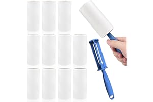 Baxcdyswe Togli Peli Animali, Spazzola Levapelucchi 12 Rotoli Rullo Peli Animali da 2 Manici (720 Fogli), Rotoli Adesivi Peli Per Rimuovere Pelucchi Peli Animali dai Vestiti, Capelli, dai Gatto e Cane