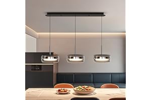 Aleaty Moderne LED-Pendelleuchte Wohnzimmerlampe mit Kristall Glas Anhänger Lampe Esstisch Hängeleuchte Höhenverstellbar mit Fernbedienung Pendellampe für Kücheninsel Esszimmer Wohnzimmer (A 3 Köpfe)