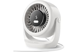 Diveblues USB Turbo Tischventilator, Ultra-Leiser Mini Ventilator, Leistungsstarker Wind, LED-Display, 5 Geschwindigkeiten, 360° drehbar, Tragbarer Ventilator für Zuhause, Büro & Outdoor – TurboBreeze